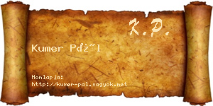 Kumer Pál névjegykártya